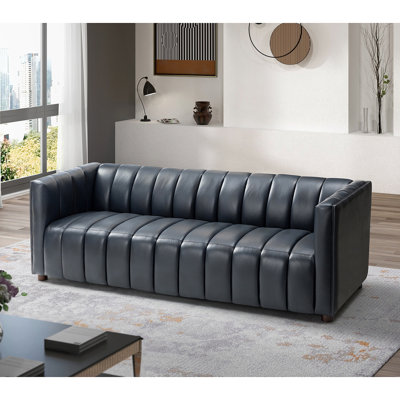 Modern Sofa Ulysses 83" Genuine Leather Sofa