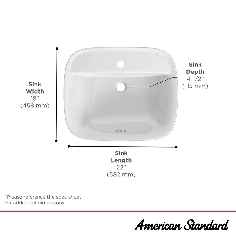 Aspire 22'' White Ceramic Rectangular Bathroom Sink