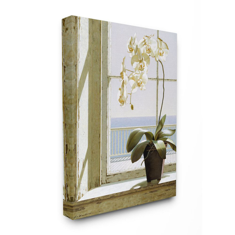 «White Orchid in Window» par Zhen-Huan Lu - impression d'art graphique, Toile tendue, H 30 po x l 24 po x P 1,5 po
