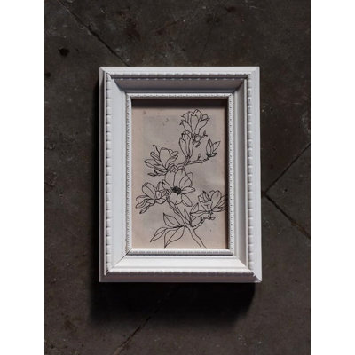 Fixation de fleurs à des branches | Avec cadre | Stylo sur papier | Par Yogita Makadia