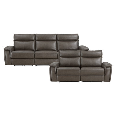 Enjolie 2-Piece Genuine Top Grain Leather Power Reclining Living Room Set