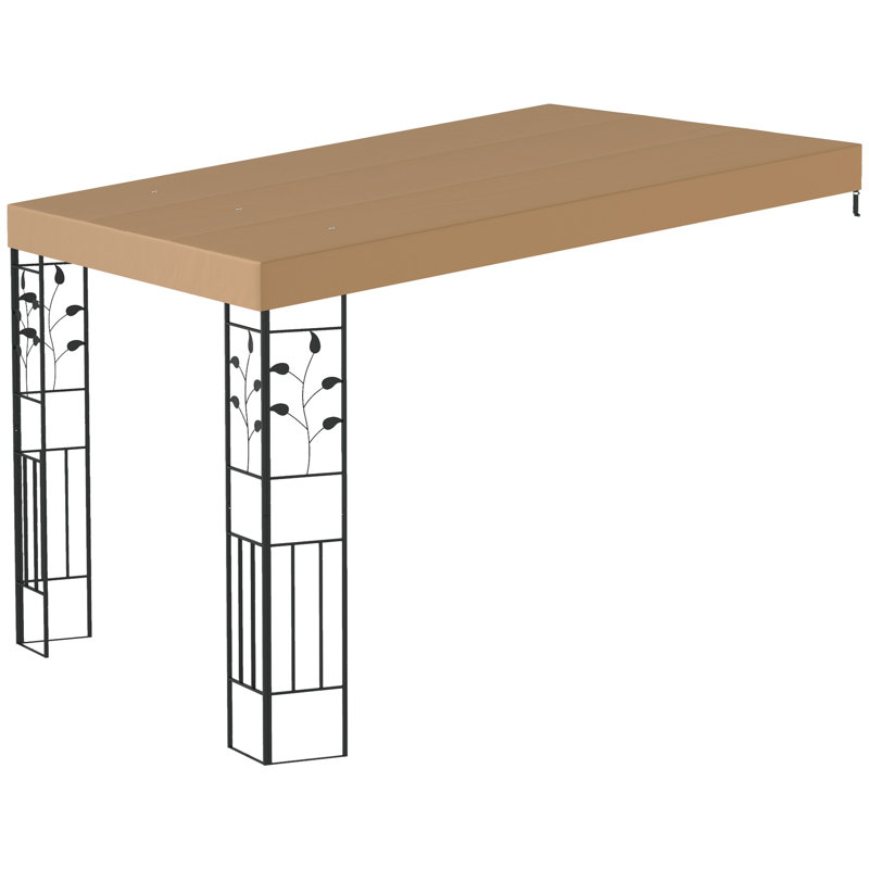10' x 10' Outdoor Pergola Canopy, Metal Patio Canopy with Weather-Resistant Fabric and Drainage Holes for Backyard, Garden, Porch, Beach, Coffee