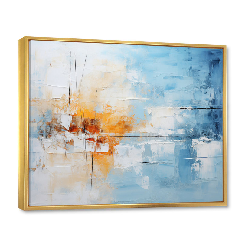 Genualdi Collage Frozen Snow II sur impression sur toile, Cadre flottant doré, H 30 po x l 40 po x P 1,5 po