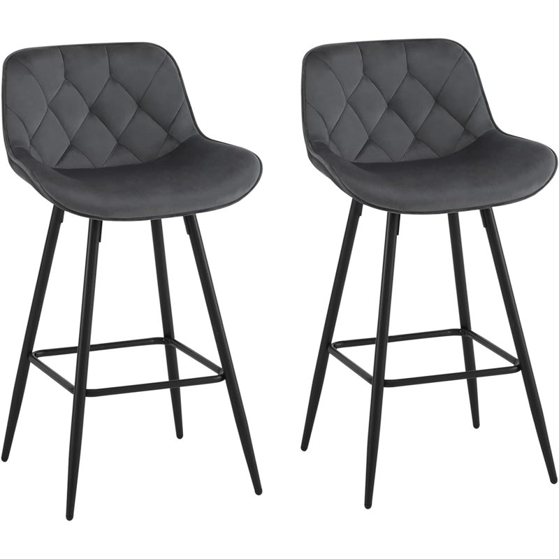 Agna Upholstered Counter Stool with Metal Frame, Dark Grey, 2