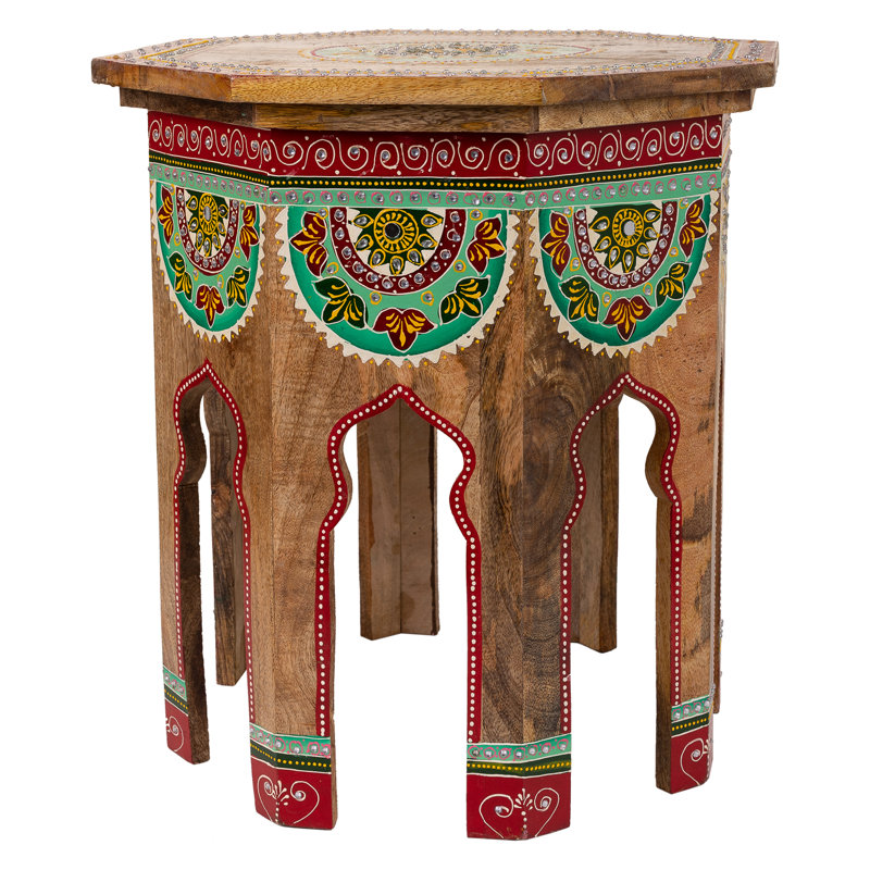 Atiksh Solid Wood Abstract End Table