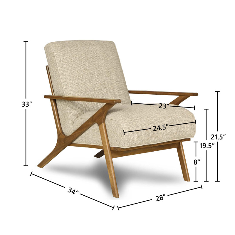 Fauteuil en cuir véritable de 28 po de largeur Jules, Crème Southpaw, Espresso