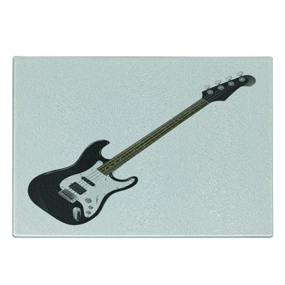 Ambesonne Guitar Tempered Glass Cutting Board 4 String Bass Music Black White Caramel