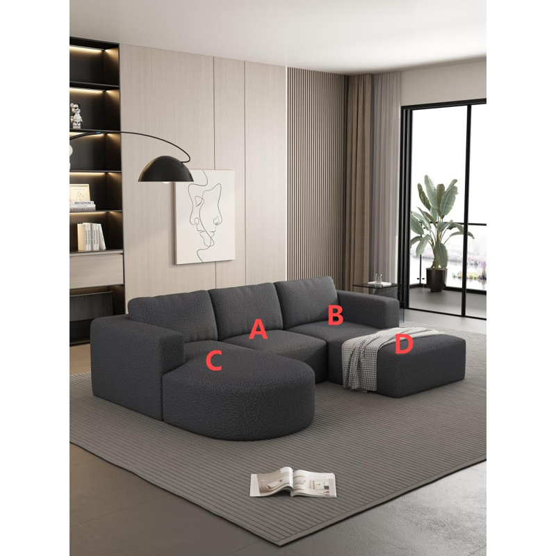 Canapé-lit modulaire modulaire, canapé modulaire avec méridienne et repose-pieds, ensemble de canapé modulaire convertible en forme de U. Éponge compressée,