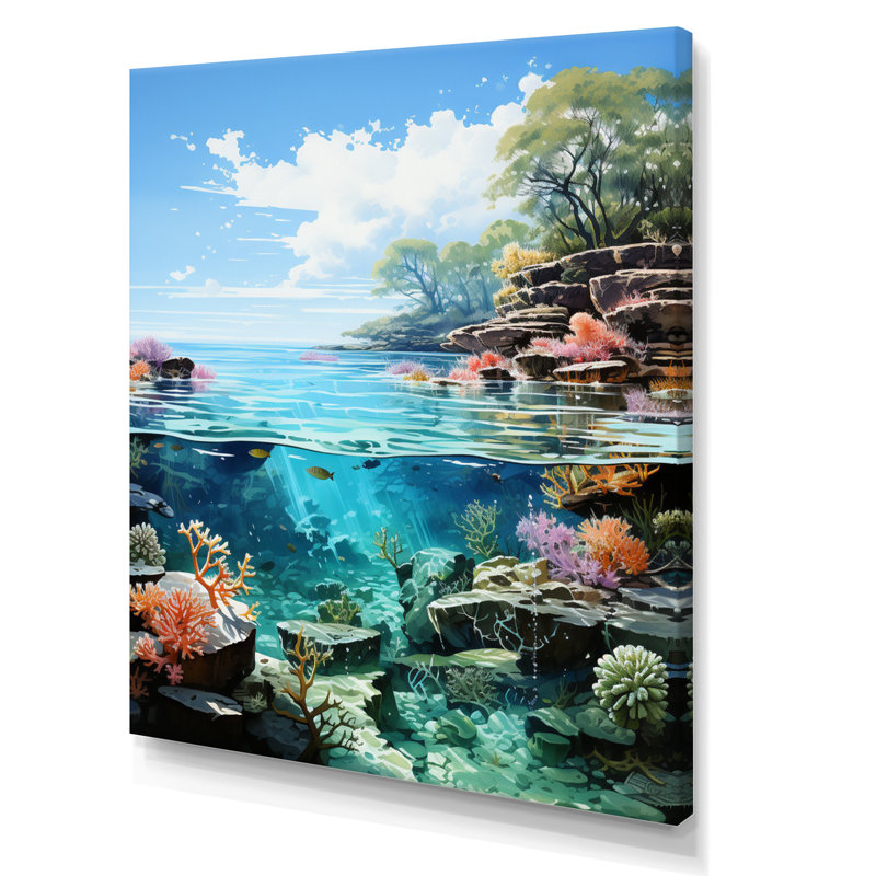 Australie, grande barrière de corail II, reproduction sur toile, H 40 po x l 30 po x P 1,5 po, Toile tendue