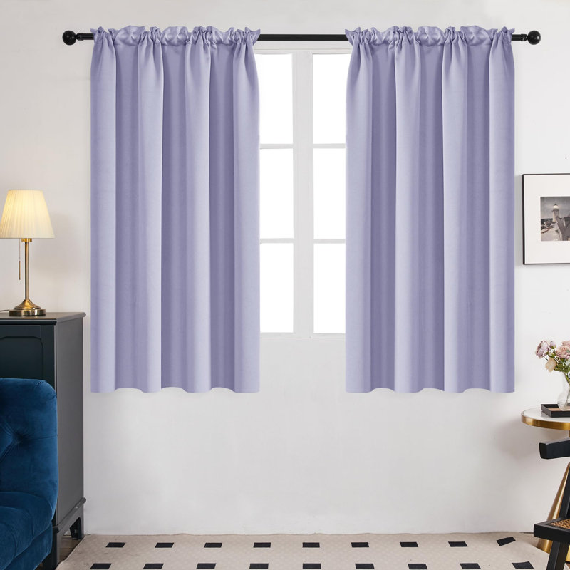 Room Darkening Rod Pocket Thermal Insulated Blackout Curtains (Set of 2), Flame Orange, 42" W x 45" L