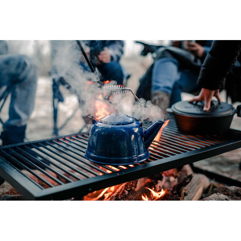 Blue Enamel 3-Quart Tea Kettle with Metal Handle