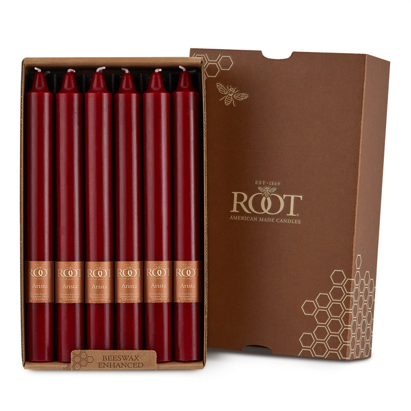 Root Candles Unscented Taper Candle, Garnet, 9" H x 0.875" W x 0.87" D