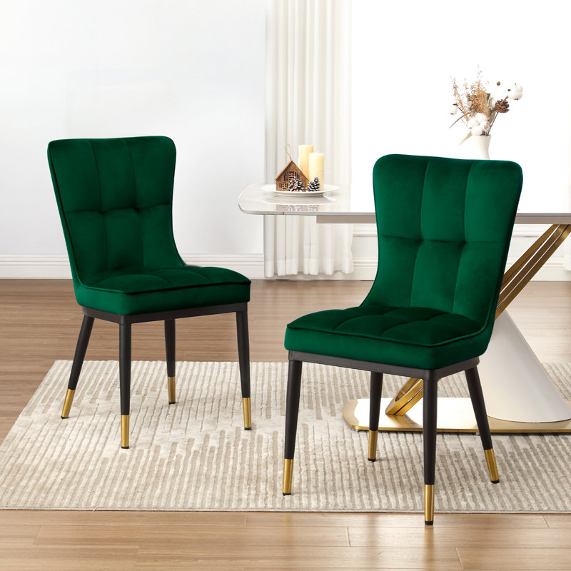 Velvet Upholstered Dining Chair, Green
