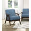 Fauteuil d'appoint en tissu bleu, structure en bois de noyer massif de style rétro, décoration moderne, poids de 28,02 lb, largeur de siège de 21,5 po, profondeur de siège de 21 po: finition, rembourrage en mousse, housse texturée