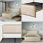 Cadre de lit élégant en métal doré moderne avec tête de lit tapissier courbée et rangement sous le lit - Grand, beige-428735341-428735342