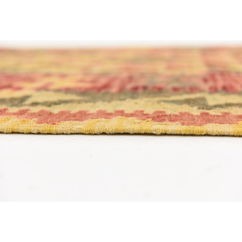 Tapis en laine rouge/beige 3 pi x 4 pi 11 po one-of-kind-noué la main Doorfield