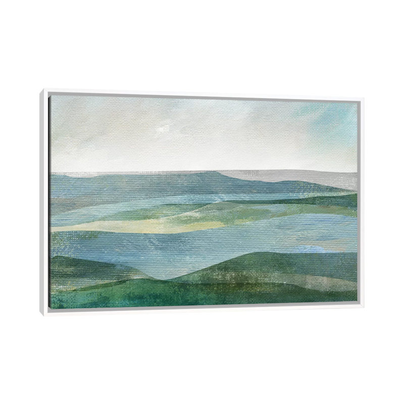 «River Valley» par Nan - reproduction imprimée, H 40 po x l 60 po x 1,5 po, Cadre blanc
