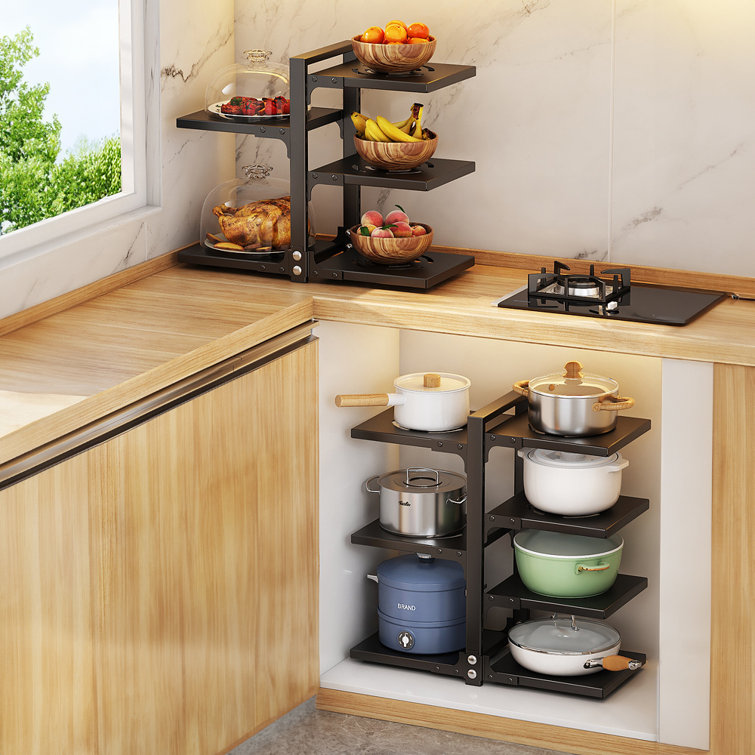 Ivy Bronx Adjustable-distance sink kitchen black storage rack | Wayfair ...