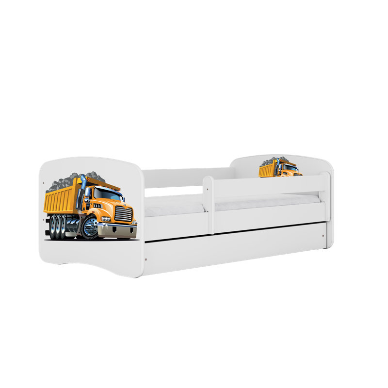 Cicero Drawer Convertible Bed and Mattress, White, European Toddler (80 x 160 cm)