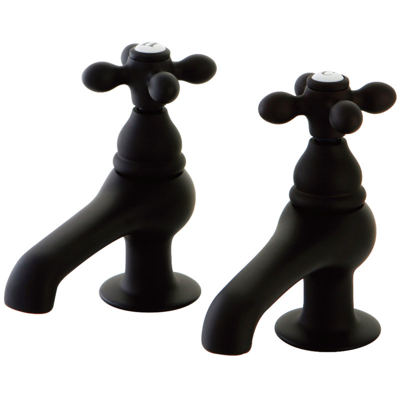 Kingston Brass Restoration Two-Handle Deck Mount Basin Tap Faucet, Oil Rubbed Bronze