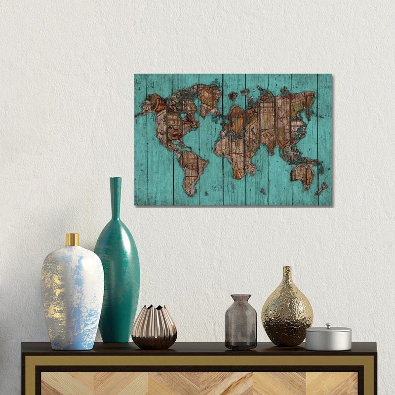 Carte en bois giclée sur toile tendue n ° 2, H 12 po x l 18 po