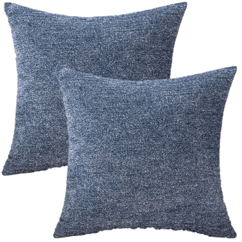 Chenille Pillow Covers Chenille Reversible Throw Pillow, Blue, 18''H x 18''W x 1"D, Pillow Cover Only - No Insert