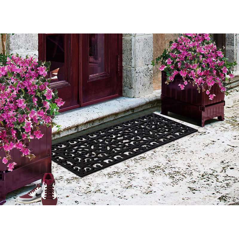 A1HC 8-LB Heavy Duty Rubber Doormat - Won't Blow Away, Outdoor Front Door Mat, Non-Slip Drainage Mat for Entryway Patio Garage
