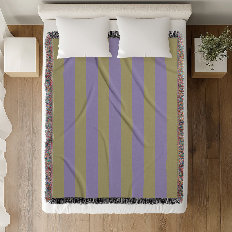 Jeté en mélange de coton Cassian, Menthe / Iris, L 80 po x l 60 po