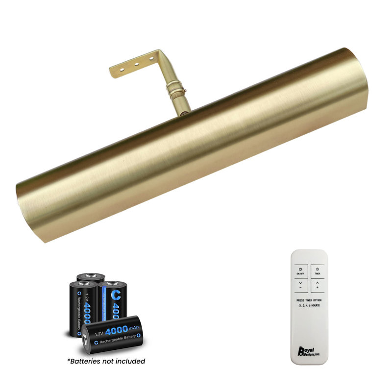 14.75'' Dimmable LED Wall Mounted Picture Light with Remote, Brushed Satin Brass