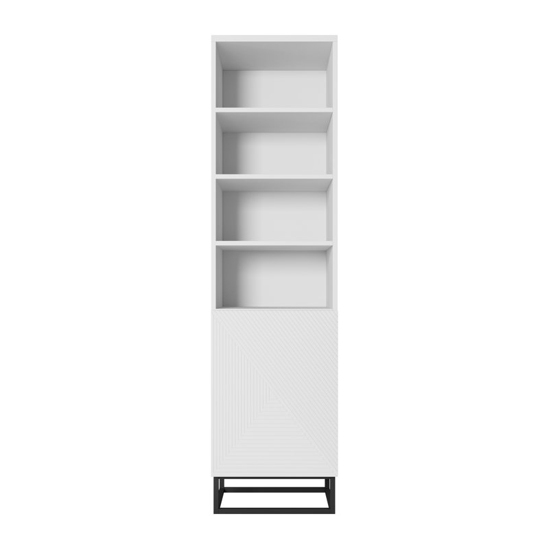Azjon 190cm H x 50cm W Standard Bookcase, White Matte
