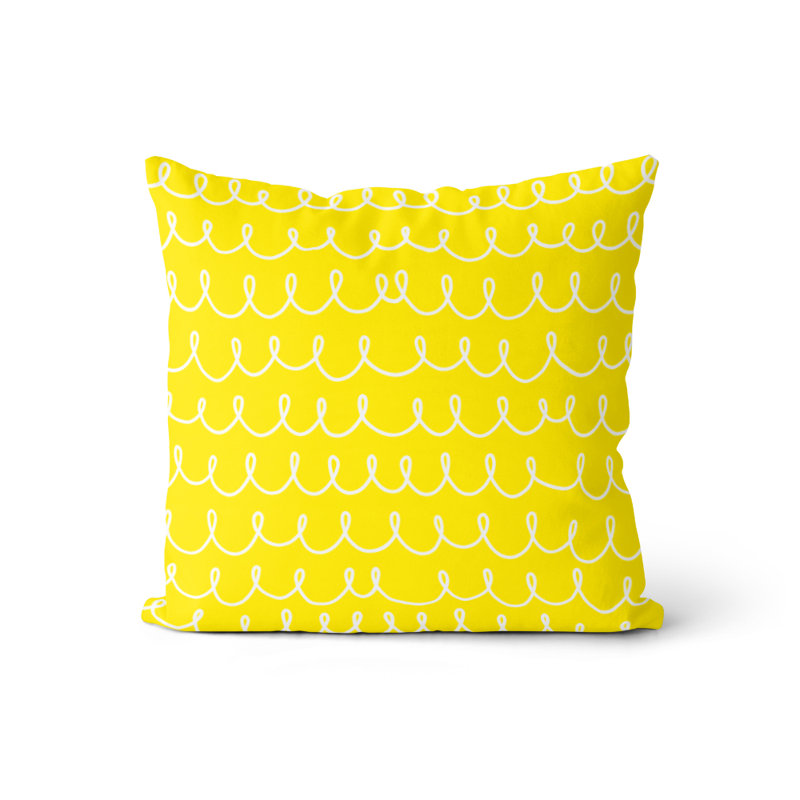 Housse et insert d'oreiller carré, Jaune/blanc