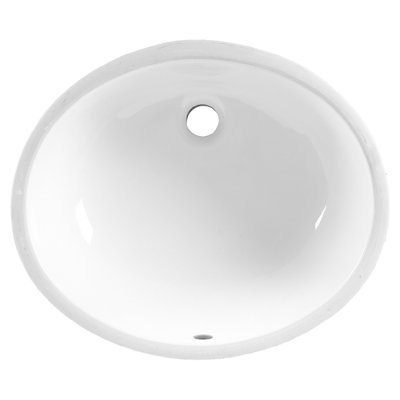 Lavabo de salle de bain circulaire encastré en porcelaine vitreuse avec trop-plein Ovalyn