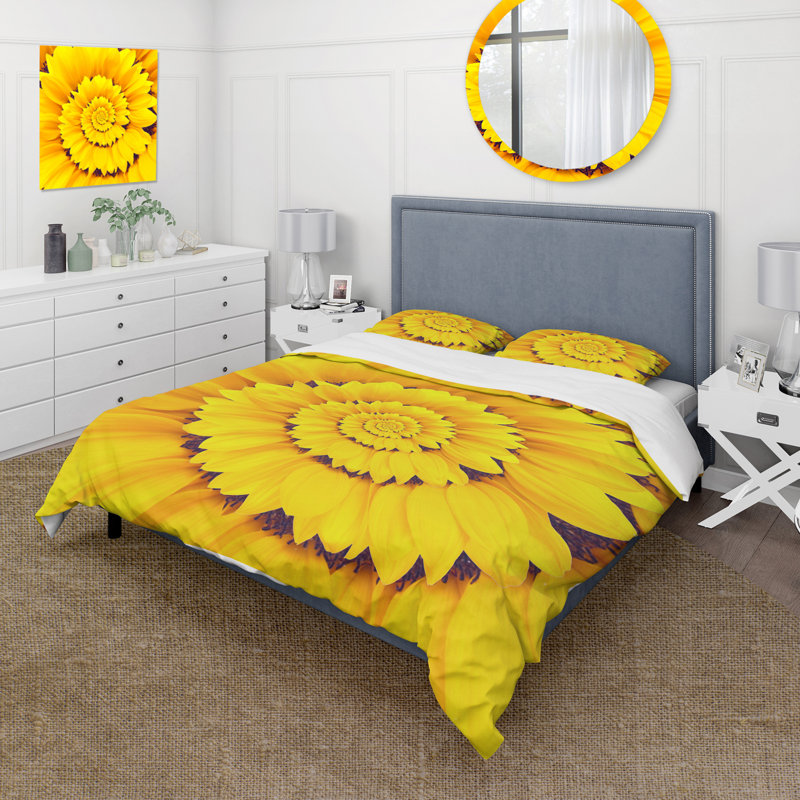 Sunflower Infinity Spiral I - Ensemble de housse de couette traditionnel - Microfibre de polyester