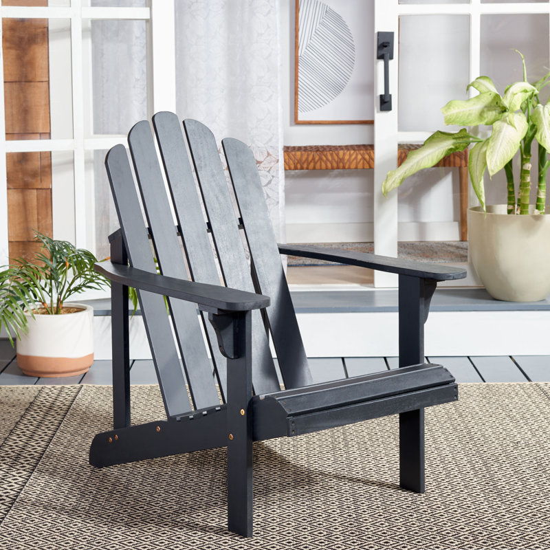 Burgess Eucalyptus Outdoor Adirondack Chair, Black