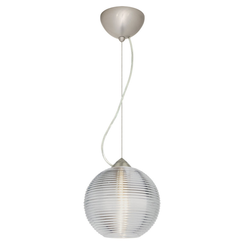 Luminaire sphère suspendu 1 lumières simple Kristall, Transparent, Nickel satiné