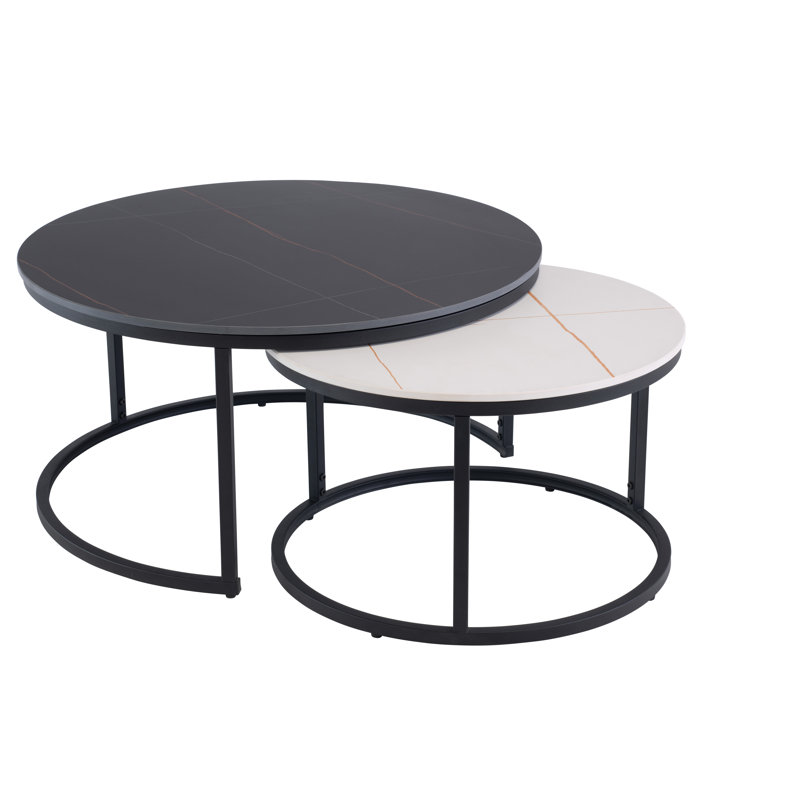 Lilibeth Open Coffee Table, Black/White