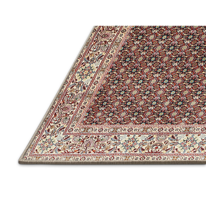 Tapis beige/rouge traditionnel, Rectangle 4 pi x 6 pi