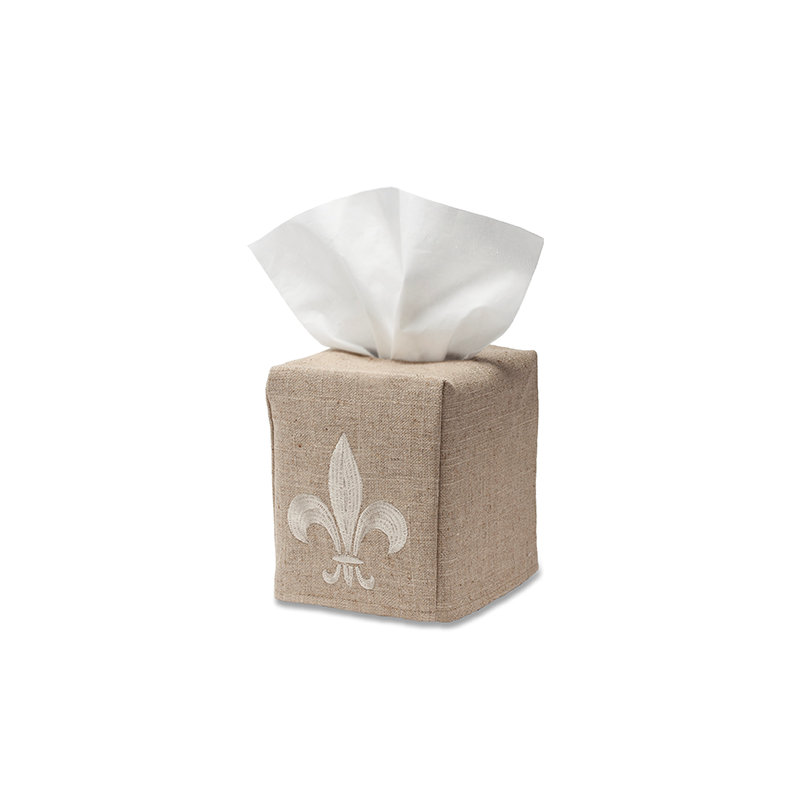 Housse de boîte en tissu de lin bernier fleur de lis