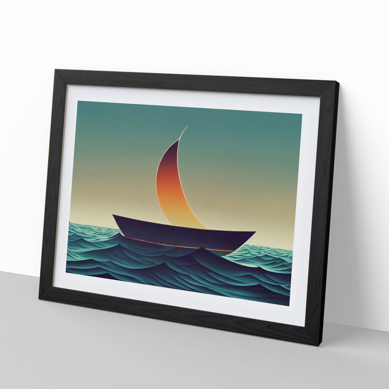 Glowing Sailing Boat - Framed Print
