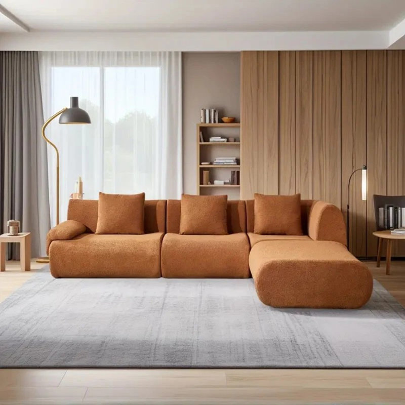 Canapé modulaire surdimensionné à compression surdimensionné avec repose-pieds mobile, canapé convertible en L en velours de L 4 places de 117 pouces, canapé convertible en nuage pour le salon, le bureau et le cinéma maison