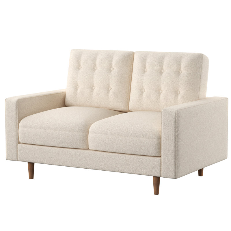 Wipert 50.4" Velvet Square Arm Loveseat, Beige Velvet
