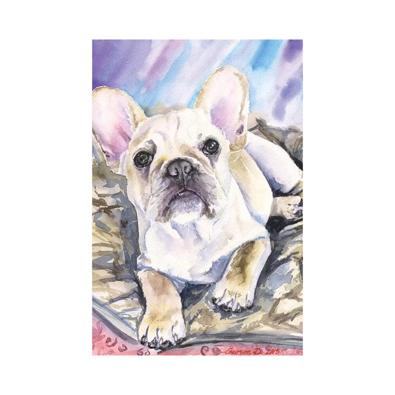 Cream French Bulldog Puppy by George Dyachenko - Painting on Canvas, Wrapped Canvas, 152.4cm H x 101.6cm W x 3.81cm D