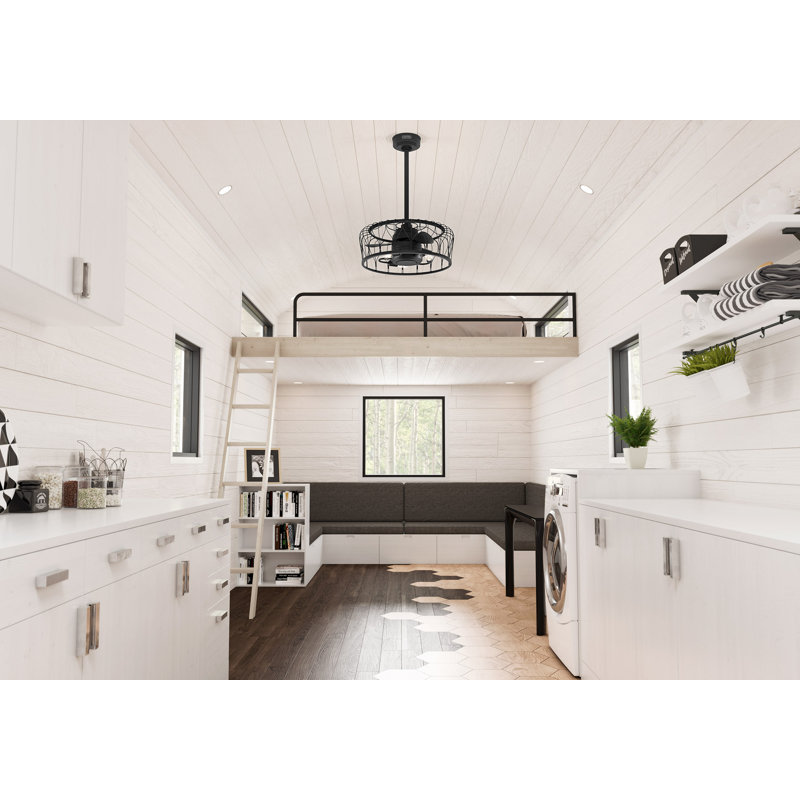 Matte Black 36" Ceiling Fan with LED Light and Remote