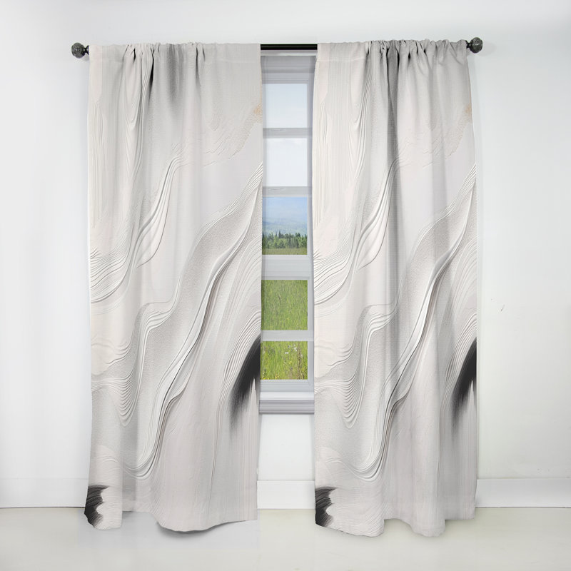 Rideau occultant abstrait en marbre blanc et gris V - Stone, L 52 po x L 63 po