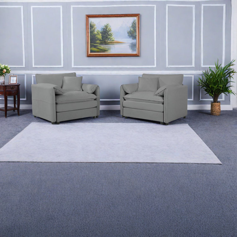 Ensemble de chaises d'appoint en chenille Ultimate Comfort, sièges modernes et polyvalents pour la chambre à coucher et le salon, gris