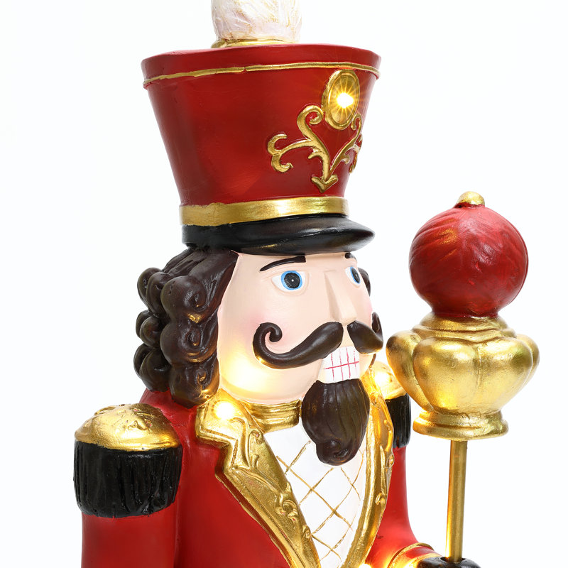 Soldat casse-noisette illuminé rouge 2 pi avec sceptre (personnel), décoration de Noël à piles