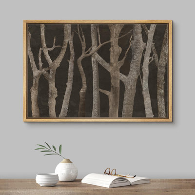 Abstrait forêt brune, troncs de bouleaux, décor de maison de campagne rustique, art moderne sur toile