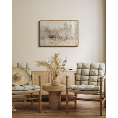 Large Abstract Framed Canvas Wall Art, Rustic Beige Gray Textured Neutral Canvas Print, Industrial Chic Modern Farmhouse Minimalist Home Decor Living