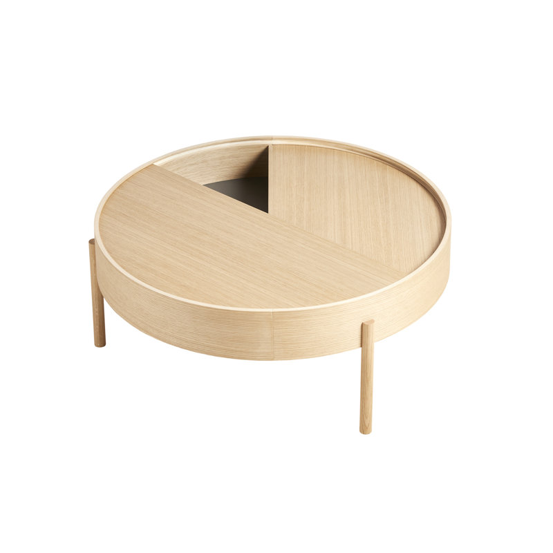 Arc Coffe Table, 15" H x 35" L x 35" W, White Pigmented Lacquered Ash