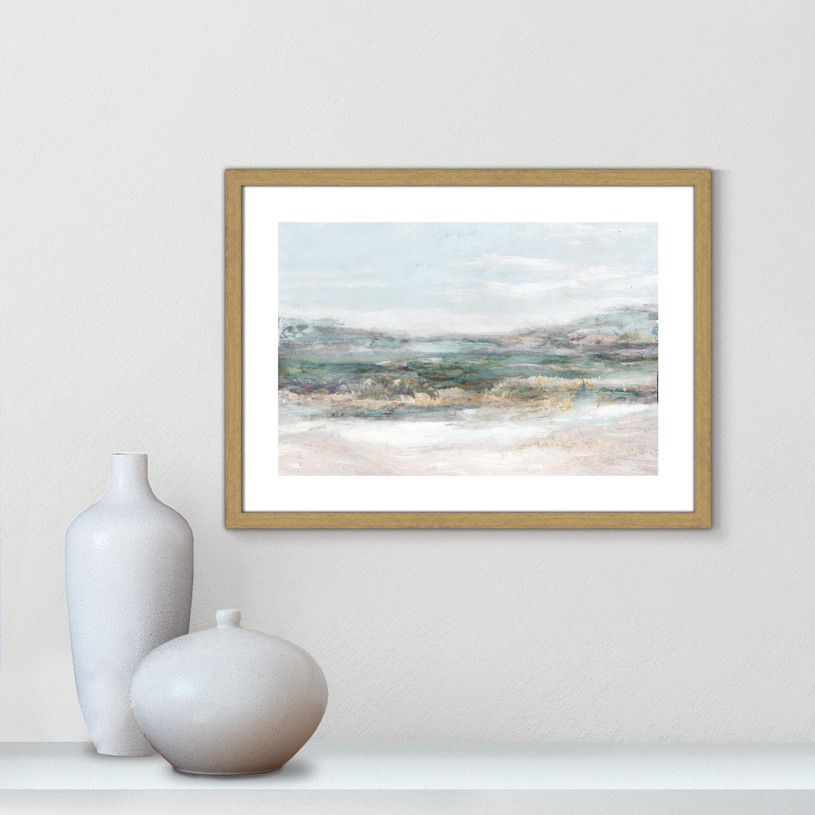 White, Natural Wood Grain Framed Paper, 17" H x 23" W x 0.75" D
